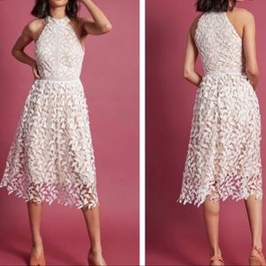 Liza Luxe White Lace Midi Dress